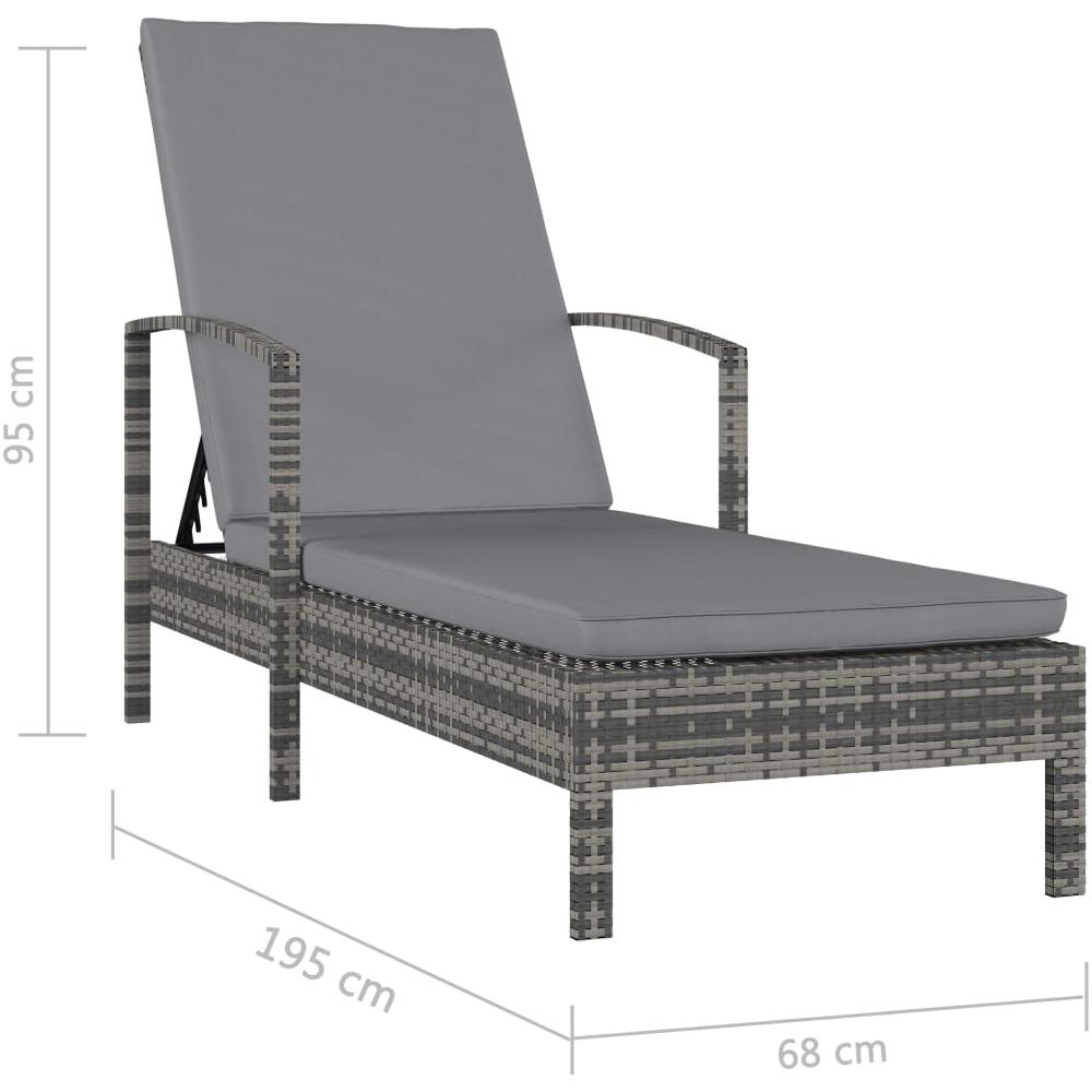 Lettino Prendisole Con Braccioli In Polyrattan Grigio - Foto 2