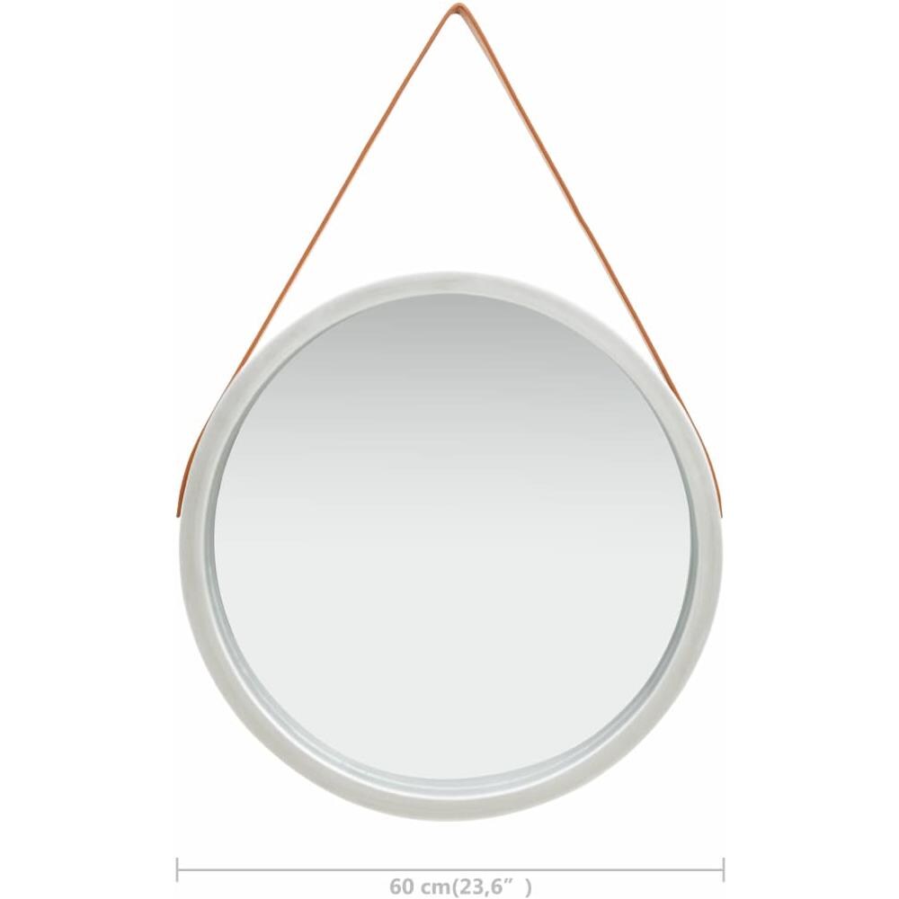 Specchio Da Parete Con Cinghia 60 Cm Argento - Foto 6