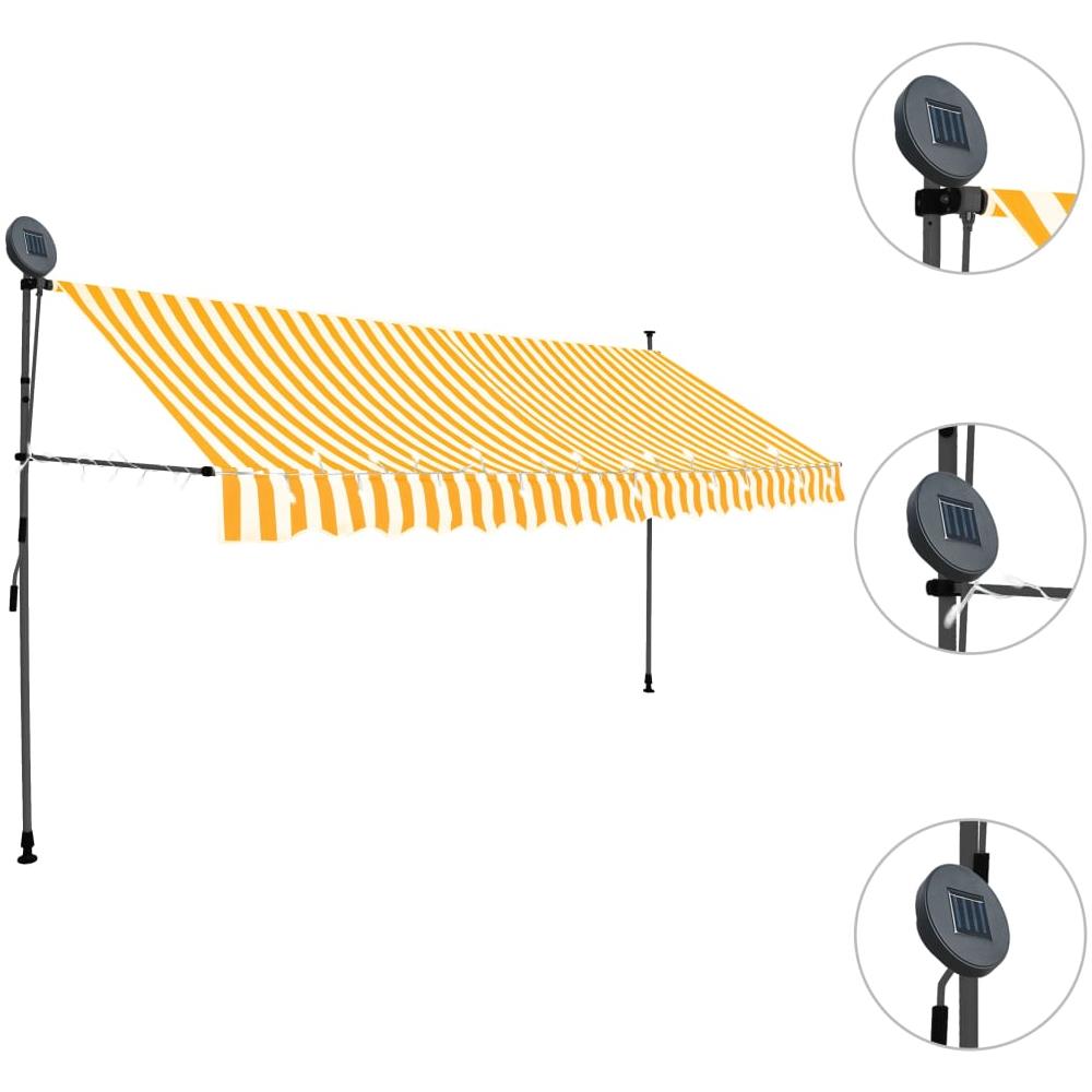 Tenda da Sole Retrattile Manuale LED 400 cm Bianca e Arancione - Foto 3