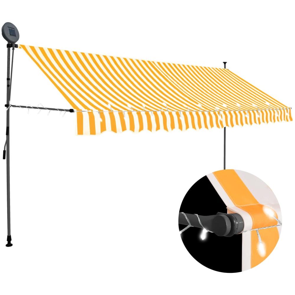 Tenda da Sole Retrattile Manuale LED 400 cm Bianca e Arancione - Foto 1