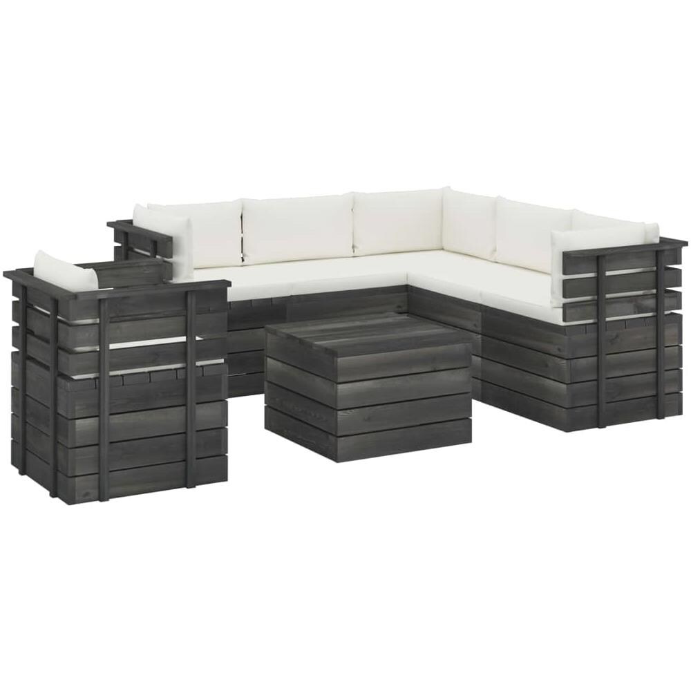 VidaXL Set Divani Da Giardino Su Pallet 2 Pezzi In Legno Di Pino Massello Con Cuscini Antracite, Tavolo Incluso, Arredo Rustico Per Esterni E Terrazzo