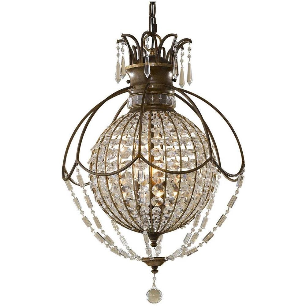 Lampadario A 3 Luci Con Lampadario A Sospensione In Bronzo Britannico, Bronzo Ossidato, E14 - Foto 1