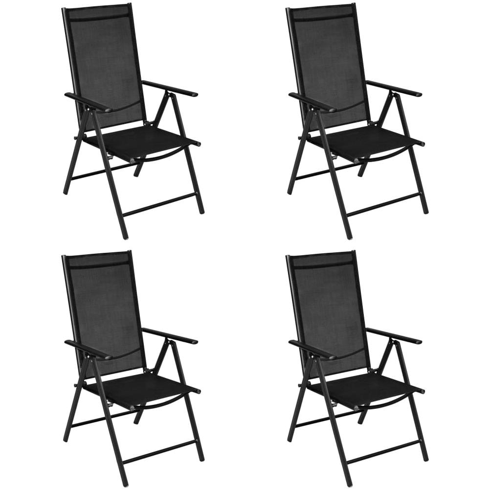Set Mobili Pranzo Per Giardino 5 Pz In Alluminio Textilene Nero - Foto 2