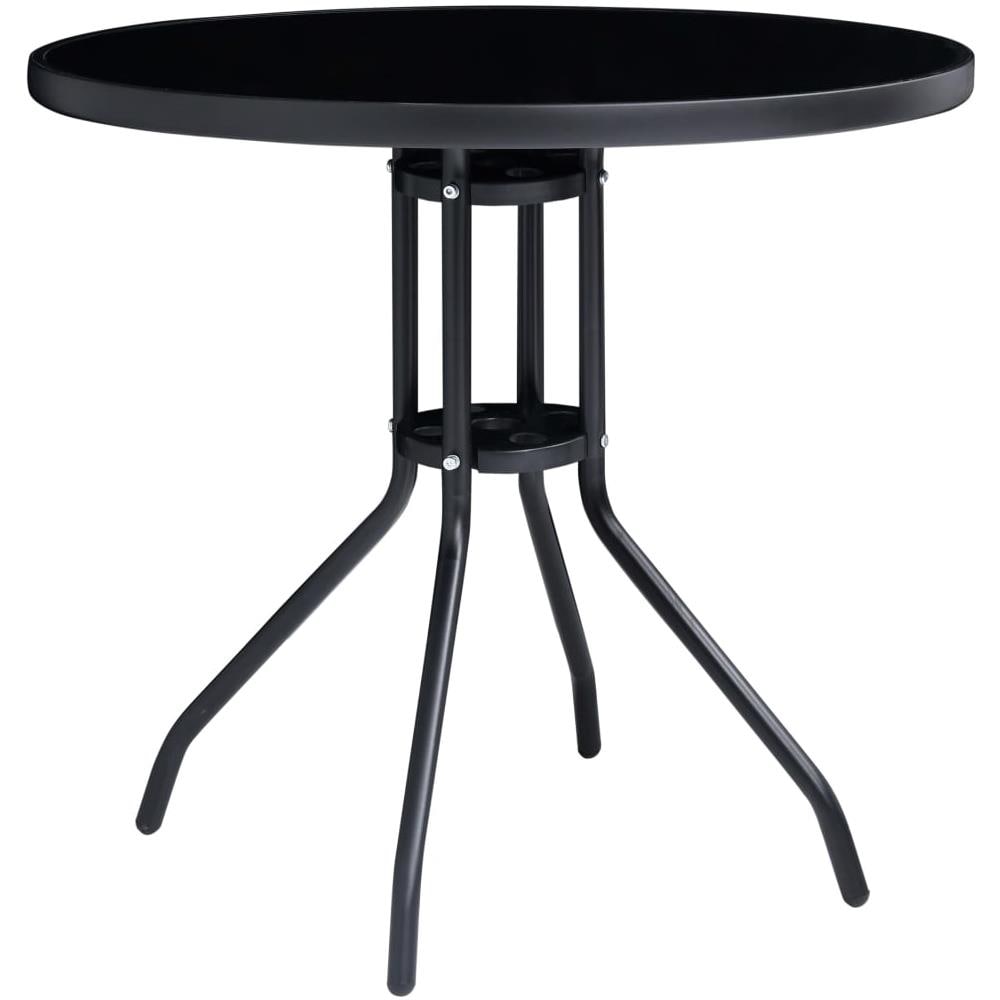 Set Mobili Pranzo Per Giardino 5 Pz In Alluminio Textilene Nero - Foto 8