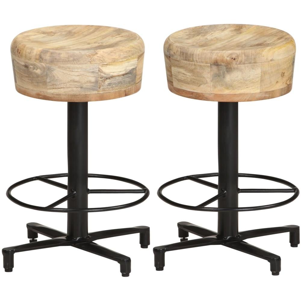Sgabelli Da Bar 2 Pz 52 Cm In Legno Massello Di Mango - Foto 1