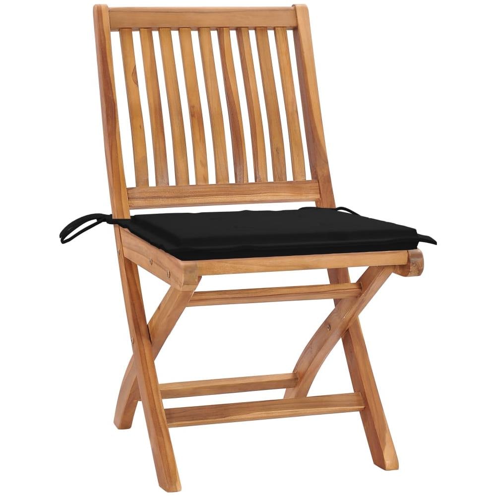 Sedie da Giardino Pieghevoli con Cuscini 4 pz Massello di Teak - Foto 2