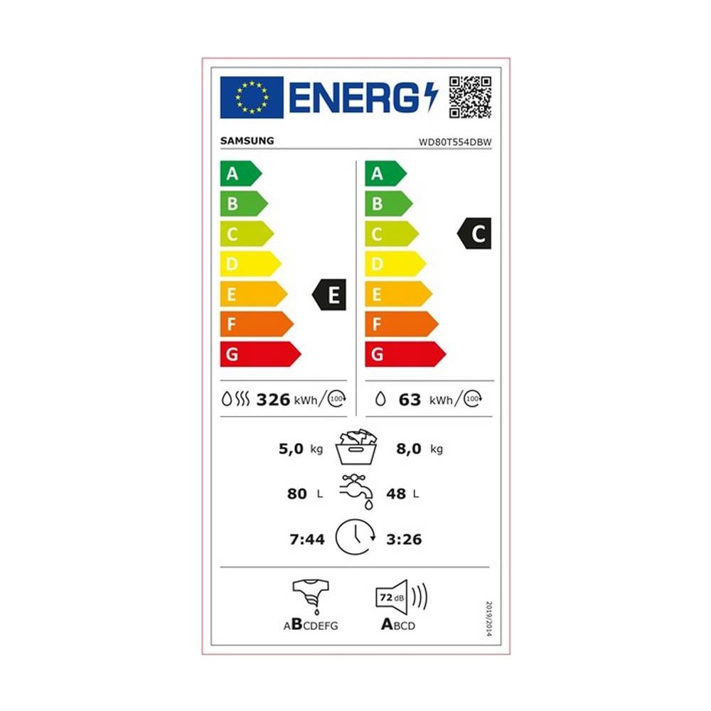 Lavasciuga WD80T554DBW /S7 Air Wash Ecobubble Capacità Lav /Asc 8/4 Kg Classe E Centrifuga 1400 giri - Foto 2