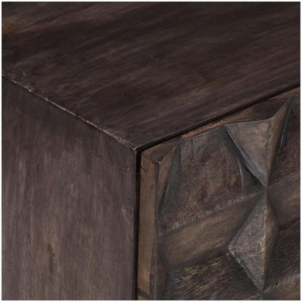 Comodino Nero 40x30x50 Cm In Legno Massello Di Mango - Foto 2