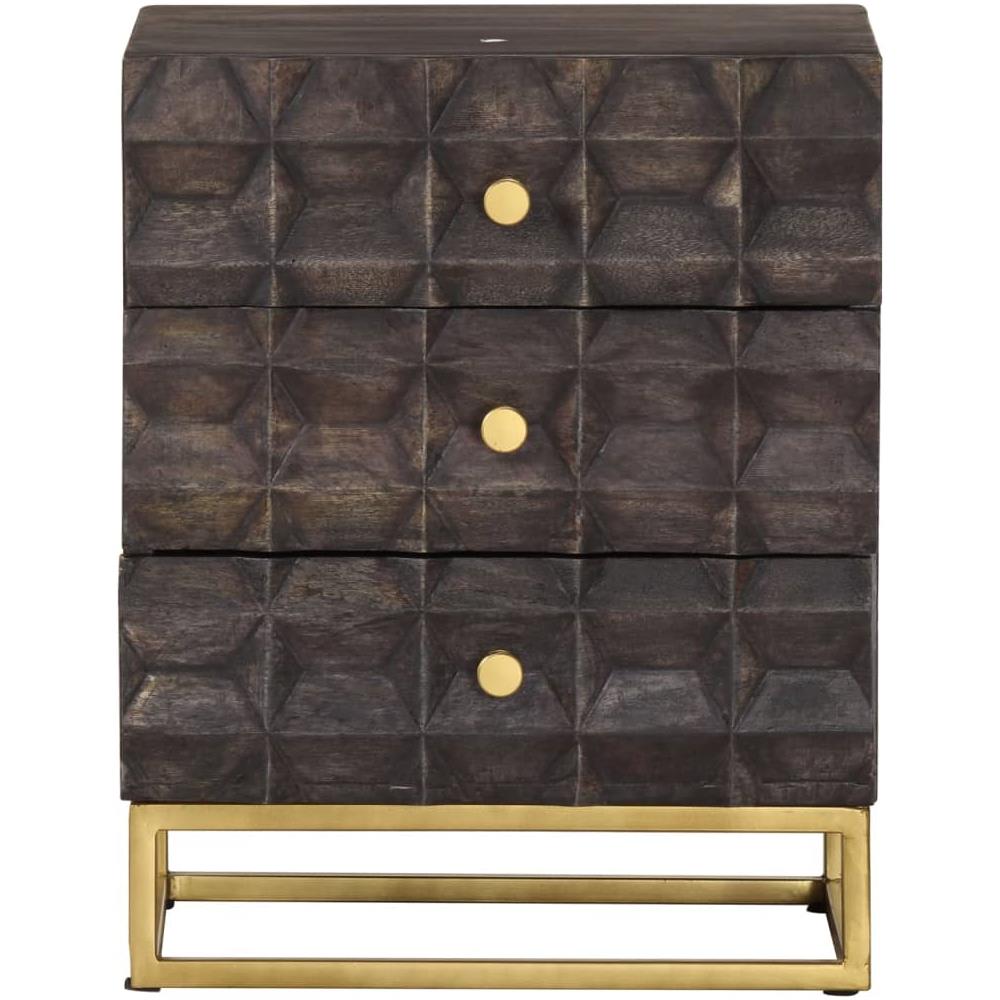 Comodino Nero 40x30x50 Cm In Legno Massello Di Mango - Foto 3