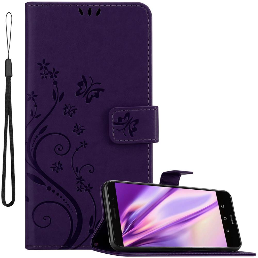 Cadorabo Custodia Compatibile Con Huawei Mate 9 In Lilla Scuro Fiore - Coperchio Protettivo In Design Floreale Con Chiusura Magnetica, Funzione Stand E Slot Per Carte - Foto 1