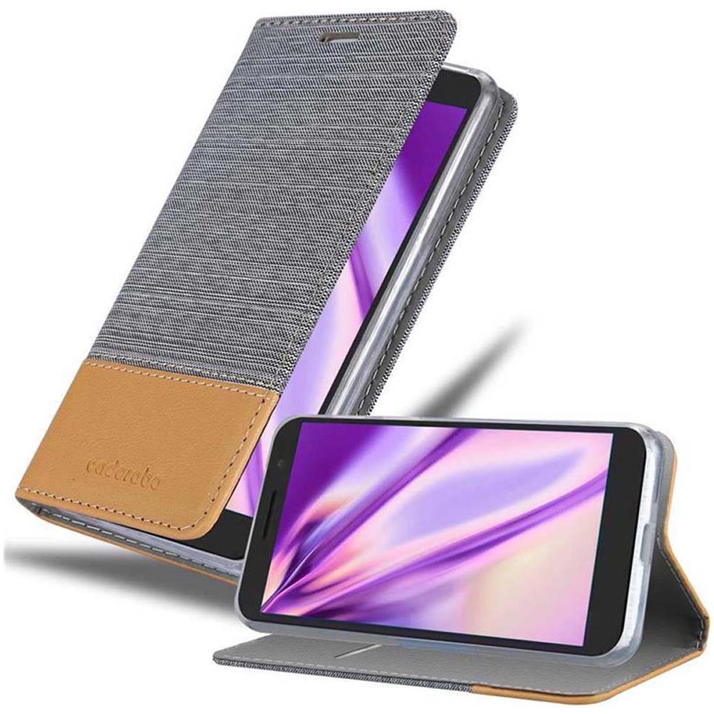 Custodia Compatibile Con Alcatel 1x 2019 In Grigio Chiaro Marrone - Coperchio Protettiva Con Chiusura Magnetica, Funzione Stand E Tasca Per Le Carte - Foto 1