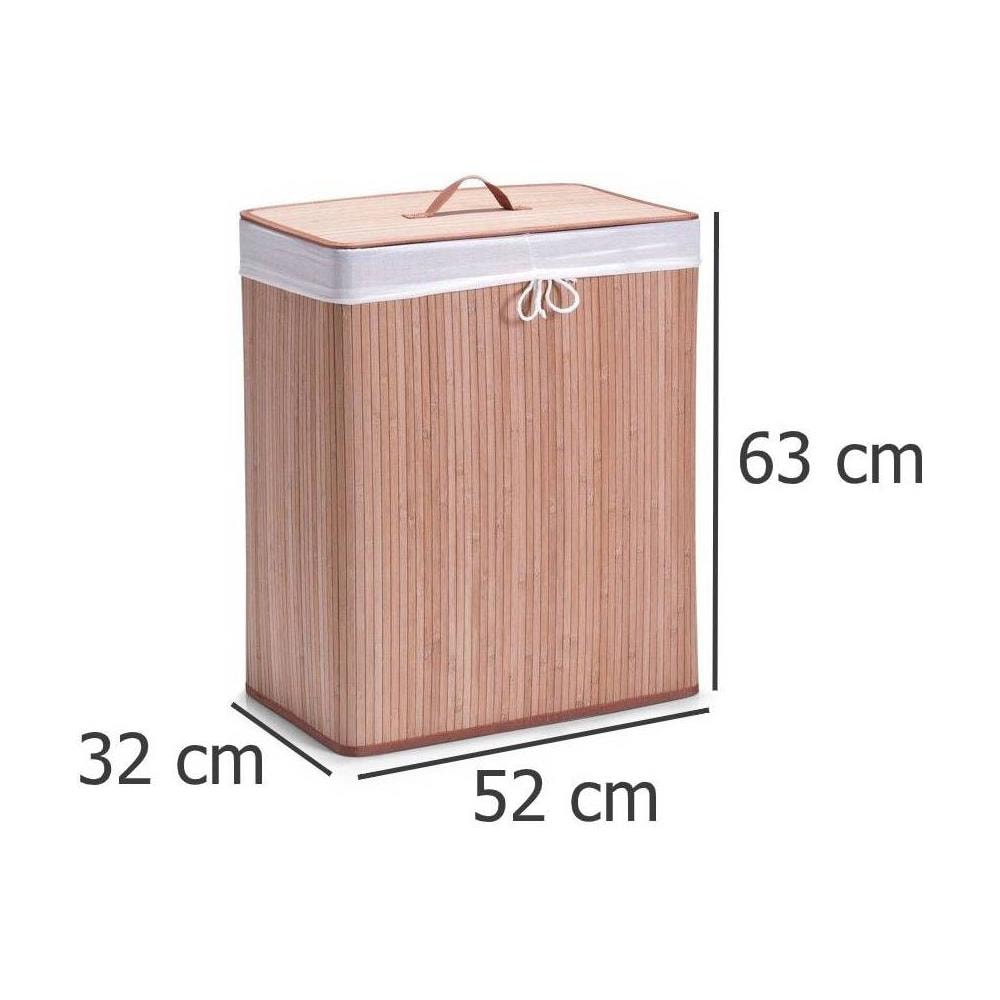 Cesto Portabiancheria In Bambù, Marrone Chiaro, 104 L, Marrone Chiaro, 2 Camere - Foto 3