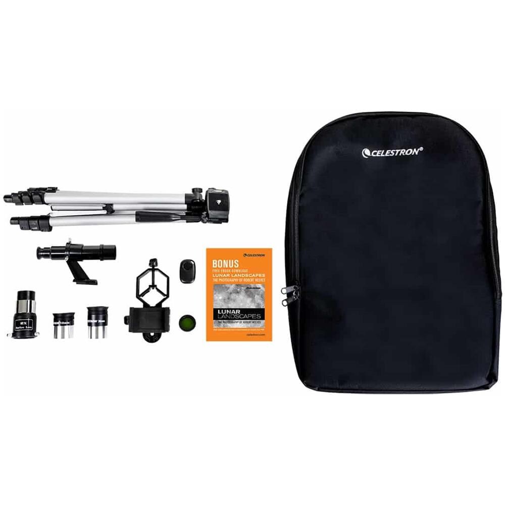 Telescopio Celestron Travelscope 70DX con Raccordo Fotografico per Smartphone Telecomando Bluetooth Filtro Lunare e Lente di Barlow 2X - Foto 7