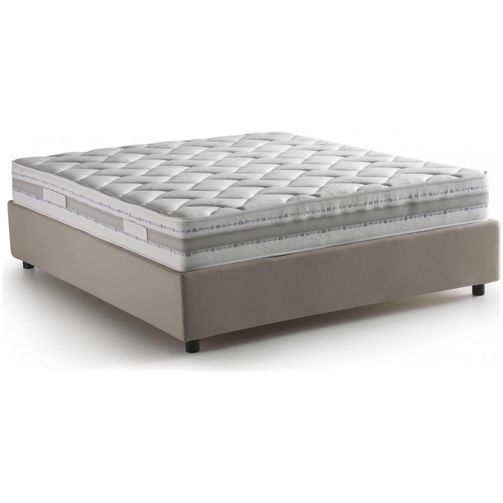 TALAMO ITALIA Letto Matrimoniale Maria Letto Contenitore Con Rivestimento In Tessuto 100% Made In Italy Apertura Frontale Adatto Per Materasso Cm 160x200 Tortora JV11762