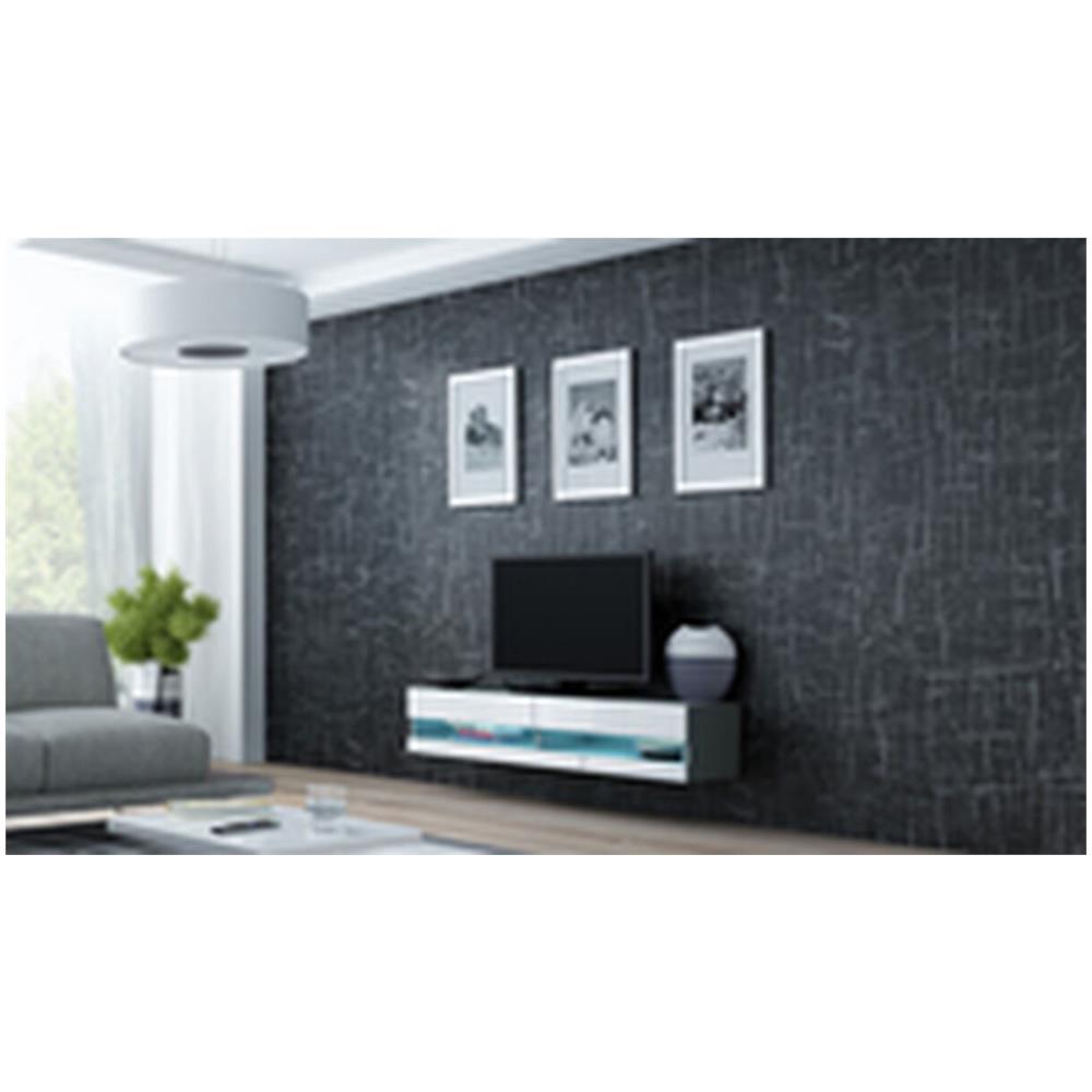 Tavolo Per Televisione Rtvvigo140n S /b 30 X 40 X 140 Cm Bianco Grigio Laminato Legno Mdf Truciolare - Foto 6