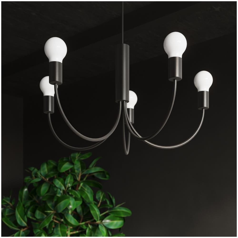 Sollux Lighting Lampadario Piccolo 5 Nero Sl.0855 - Moderno Lampadari Nero 100x45x45 Cm - Foto 1
