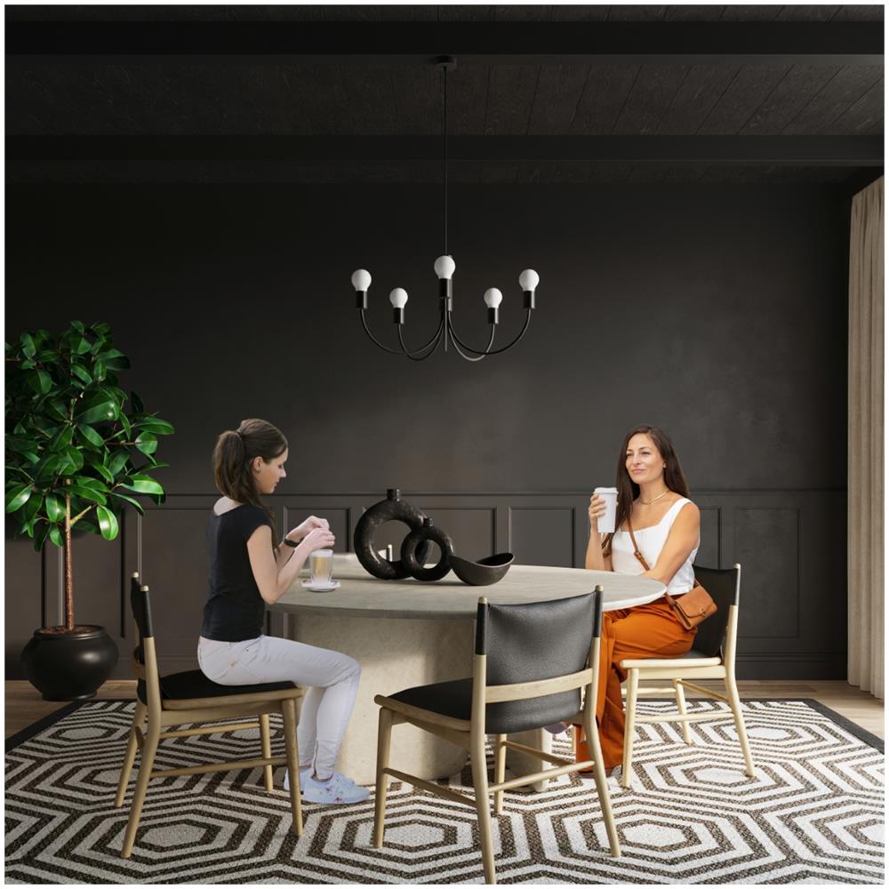 Sollux Lighting Lampadario Piccolo 5 Nero Sl.0855 - Moderno Lampadari Nero 100x45x45 Cm - Foto 7