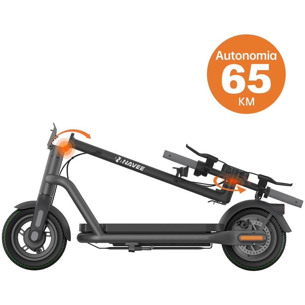 N65i Monopattino Elettrico con il Manubrio a Chiuso Ruotabile, Motore Max 1000W Autonimia 65KM Triplo Freno Gomma Offroad 10,5 Pollici e Frecce Direzionali - Foto 2
