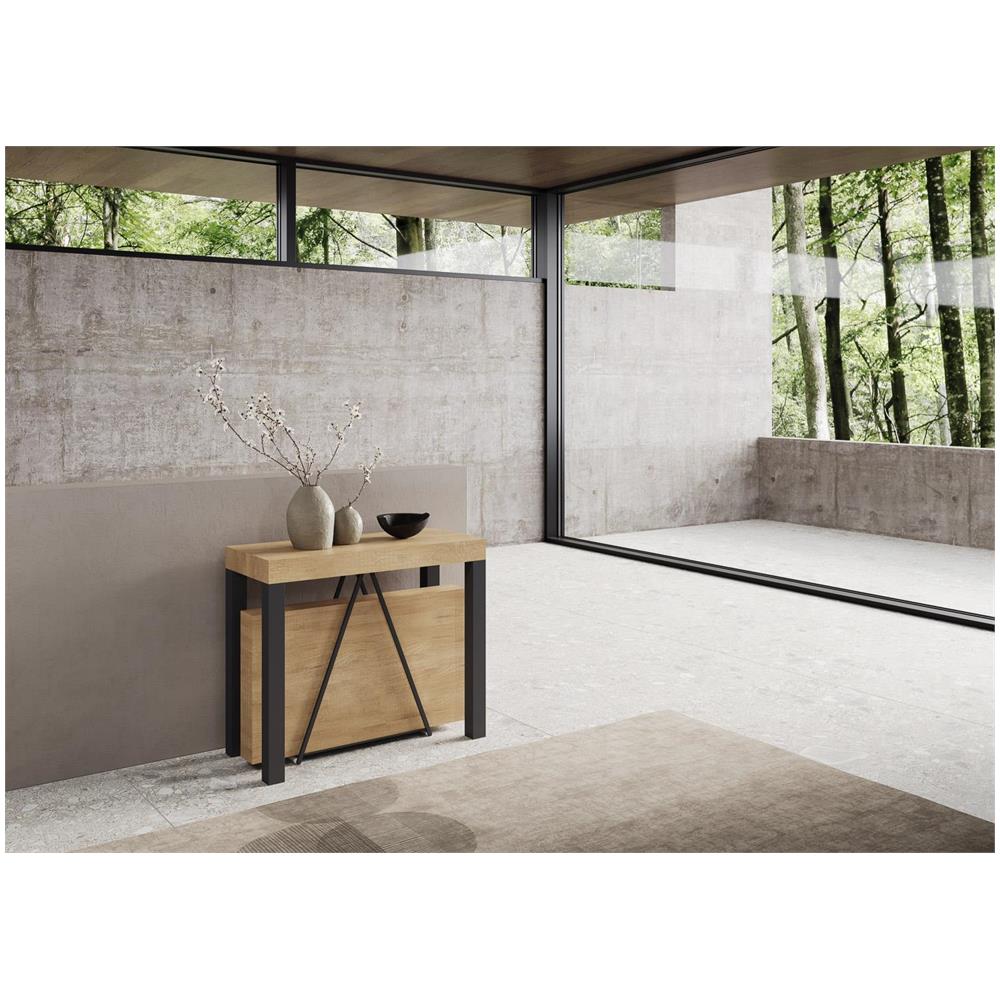 Consolle allungabile 90x40/196 cm Tiris Small quercia natura telaio antracite - Foto 2