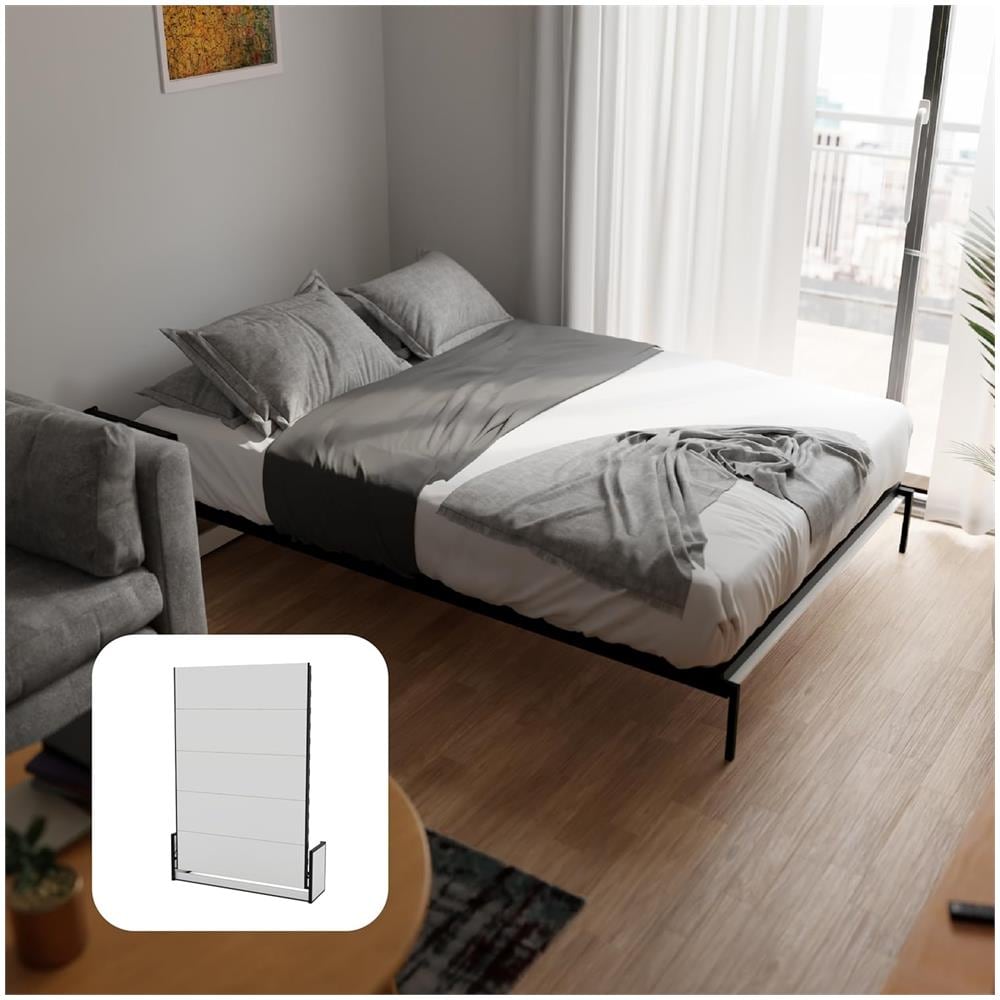 Letto A Scomparsa Studio Verticale 135x190 cm con Pistoni a Gas, Telaio Metallico Robusto, Capacità 350 kg, Ideale per Stanze Piccole o Monolocali, Salvaspazio, Materasso Non Incluso - Foto 1