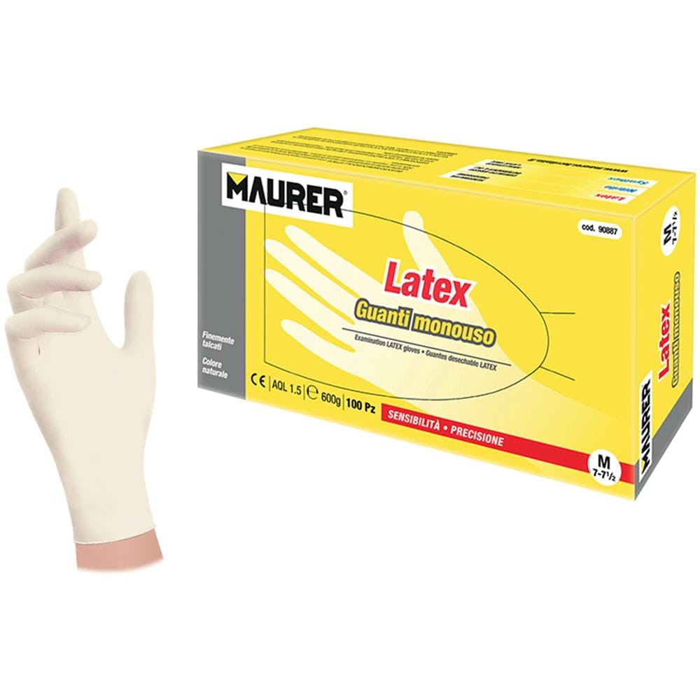 Guanti Monouso in Puro Lattice 100% Tg XL - 9 ½ Maurer Confezione 100 Pz - Foto 3