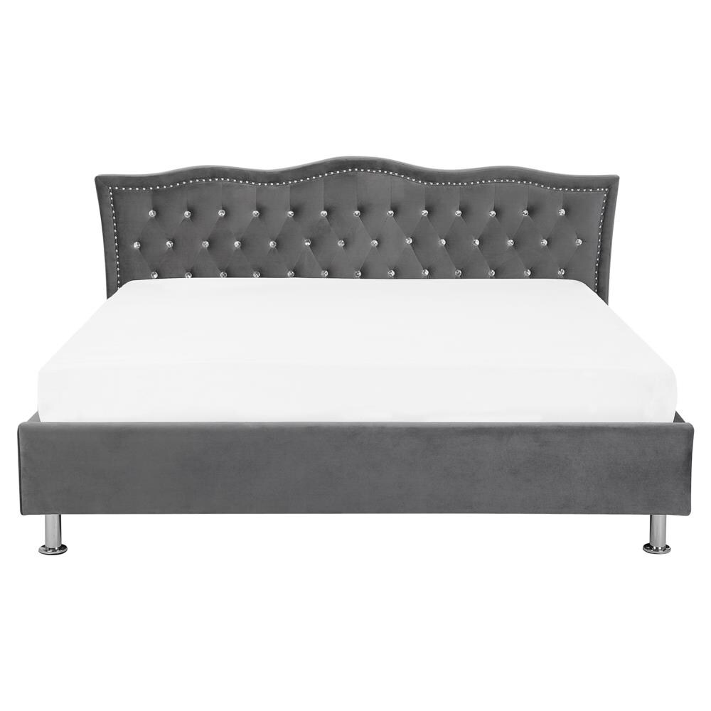 Letto Matrimoniale In Velluto Grigio Scuro 180x200 Metz - Foto 2