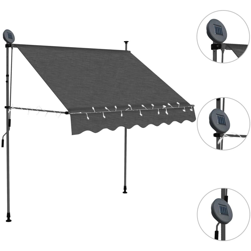 Tenda da Sole Retrattile Manuale con LED 200 cm Antracite - Foto 3