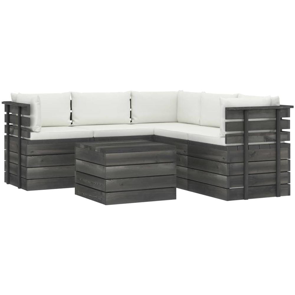 Set Divano Giardino 6 Pezzi VidaXL In Legno Acacia | Con Cuscini Beige E Tavolo