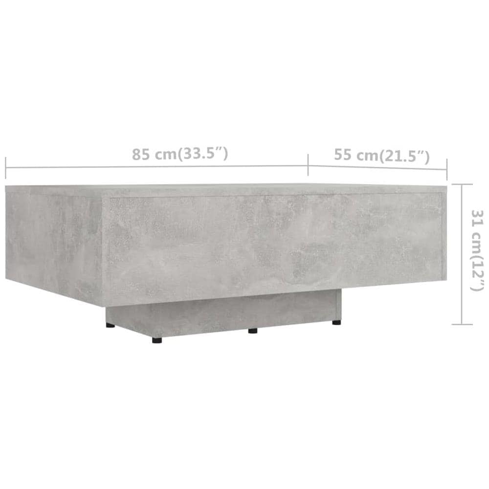 Tavolino Salotto Grigio Cemento 85x55x31 cm Legno Multistrato - Foto 6