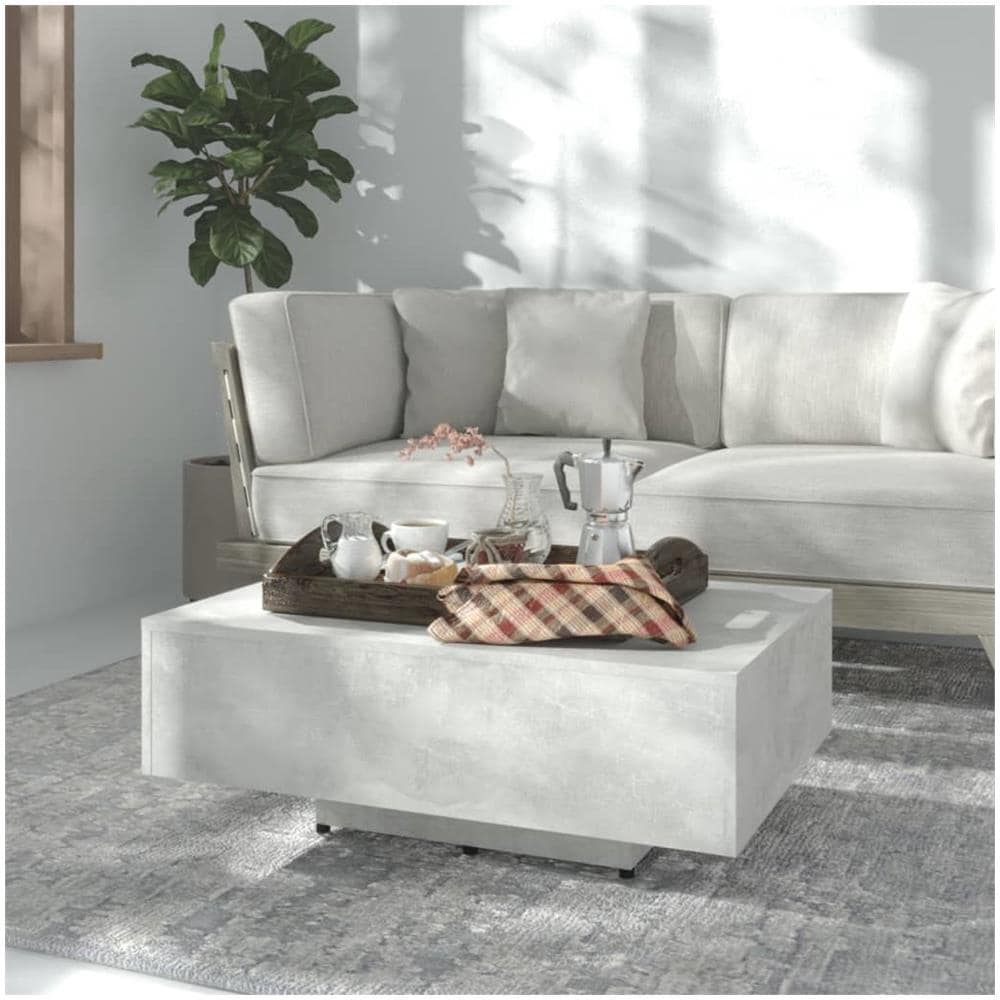 Tavolino Salotto Grigio Cemento 85x55x31 cm Legno Multistrato - Foto 1
