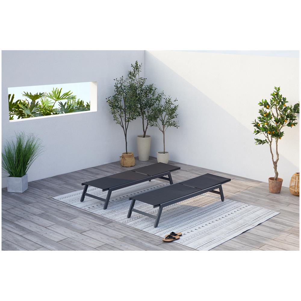 Set Di 2 Sdraio Grigio Scuro E Nero Prato - Foto 2