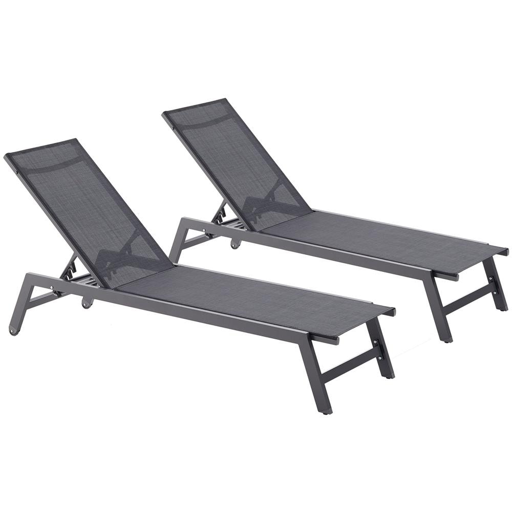 Set Di 2 Sdraio Grigio Scuro E Nero Prato - Foto 1