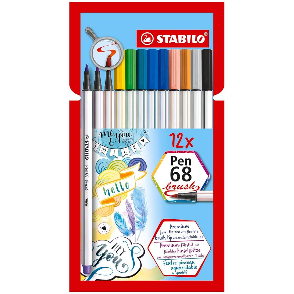 Pen 68 brush - Pennarello Premium con punta a pennello - Astuccio da 12 - con 12 colori assortiti - Foto 1