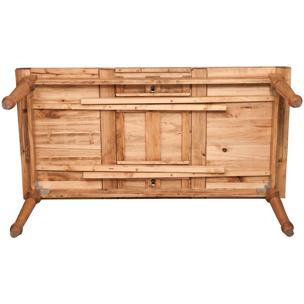 Tavolo Allungabile Country In Legno Massello Di Tiglio Finitura Naturale 180x90x80 Cm - Foto 2