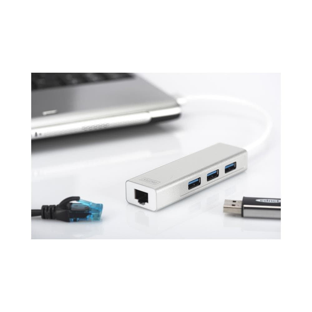 ASSMANN Electronic DA-70250-1 USB 3.0 (3.1 Gen 1) Type-A 1000Mbit / s Argento, Bianco perno e concentratore - Foto 2