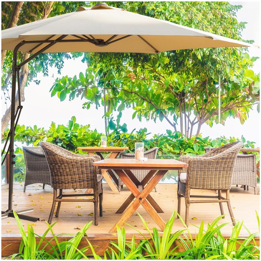 Ombrellone Da Giardino Ø 3 Palo Laterale Telo Tortora Per Esterno, Ristorante Gelateria Bar Hotel Albergo - Foto 2