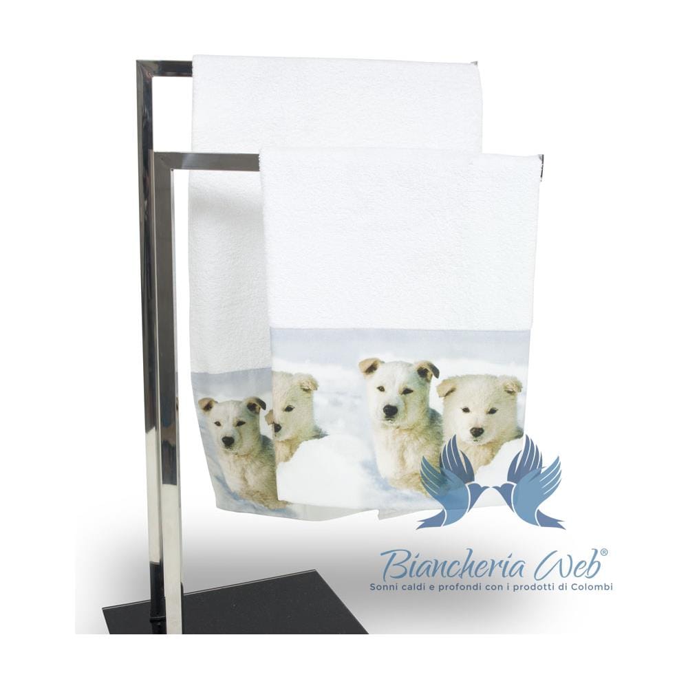 Set Asciugamani E Teli Bagno In Stampa Digitale Linea Natural Life Dis. Cane 20 Copiola Cane - Foto 1