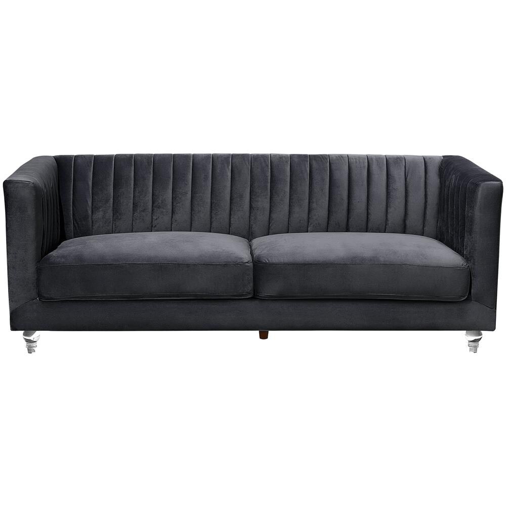 Divano 3 Posti In Tessuto Vellutato Nero Arvika - Foto 1