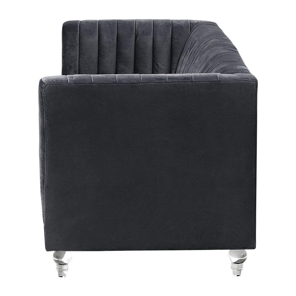 Divano 3 Posti In Tessuto Vellutato Nero Arvika - Foto 2