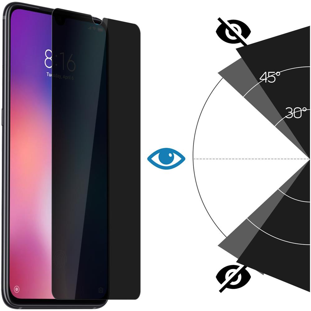 Pellicola Xiaomi Mi 9 Vetro Temperato Anti-spia Antiurto - Nero - Foto 1