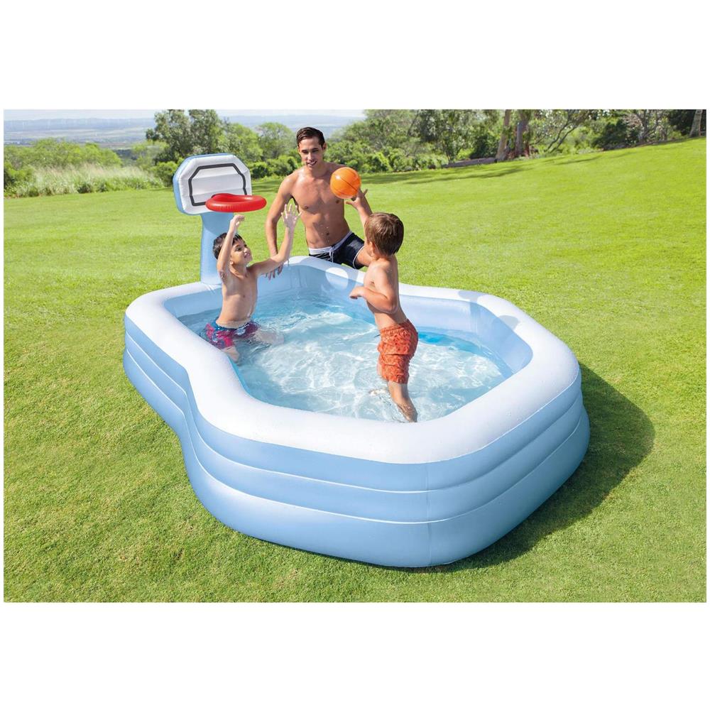 57183 Piscina Gonfiabile Family Basket Colore Bianco / Blu - Foto 2