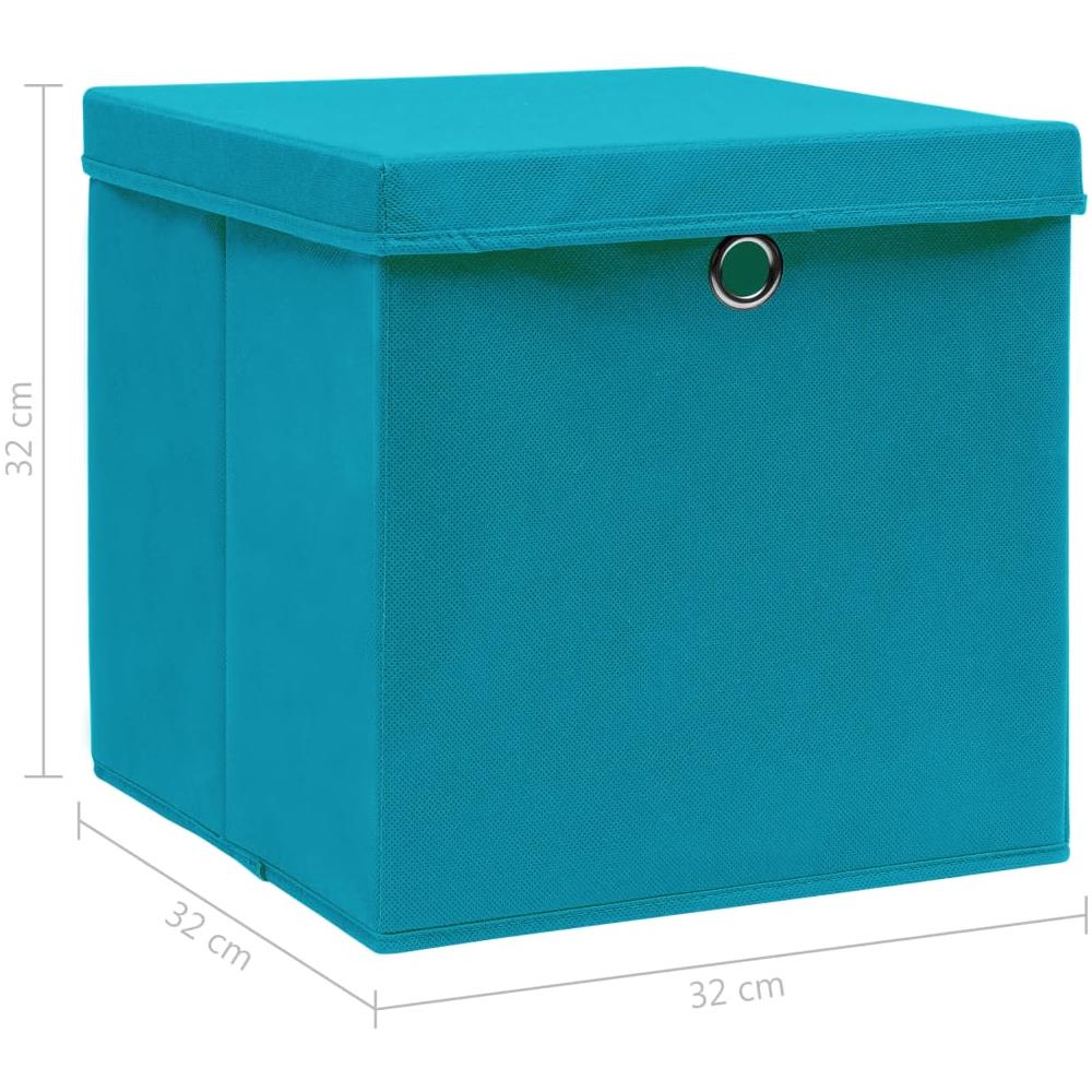 Scatole con Coperchi 10pz Azzurre 32x32x32 cm Tessuto - Foto 10