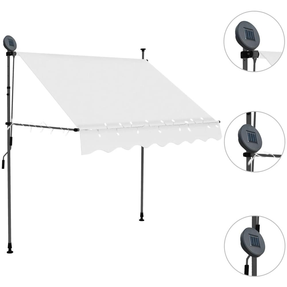 Tenda da Sole Retrattile Manuale con LED 100 cm Crema - Foto 3