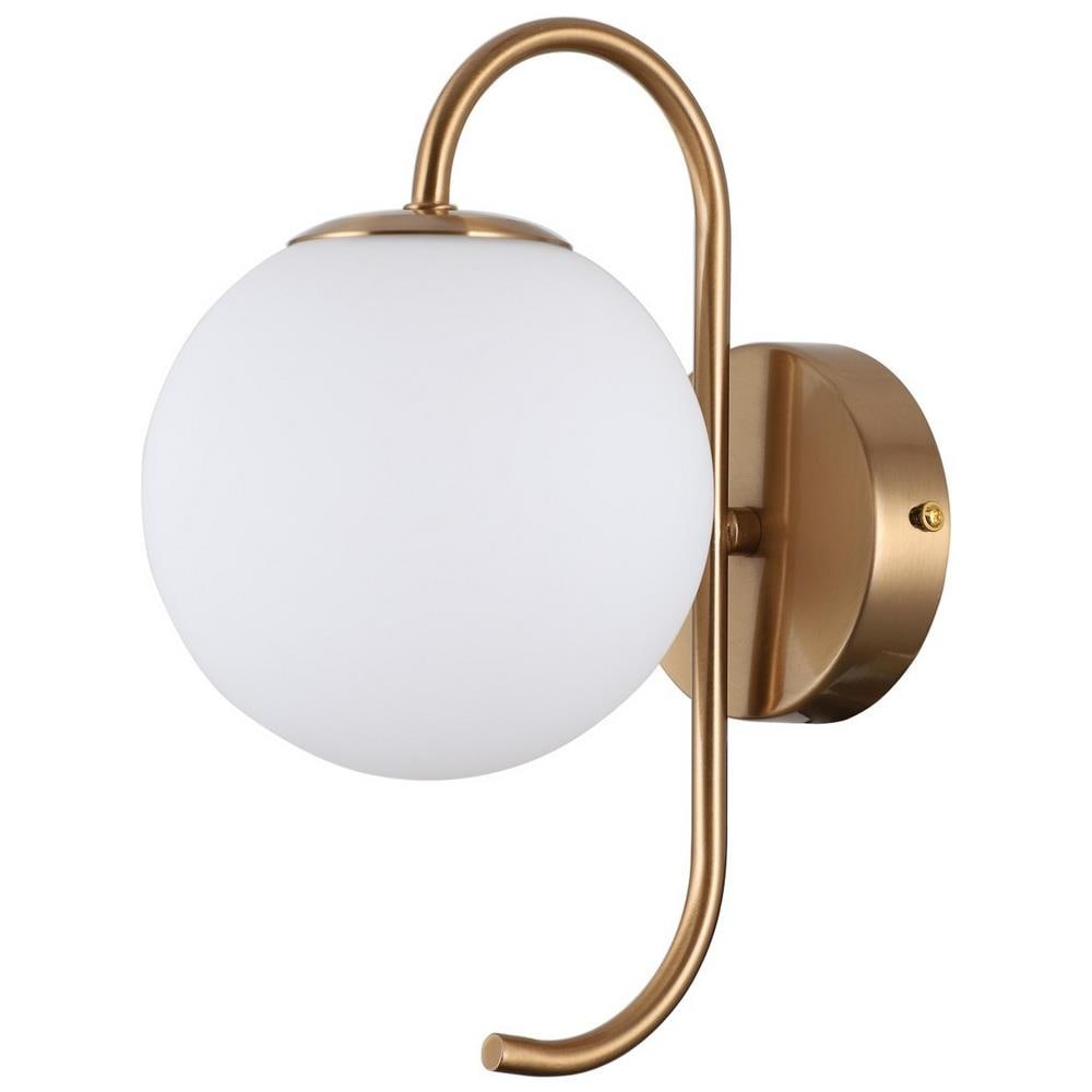 Lampada Da Parete Industriale E Retrò In Ottone Miele 1 Luce Con Paralume Bianco, G9 - Foto 1