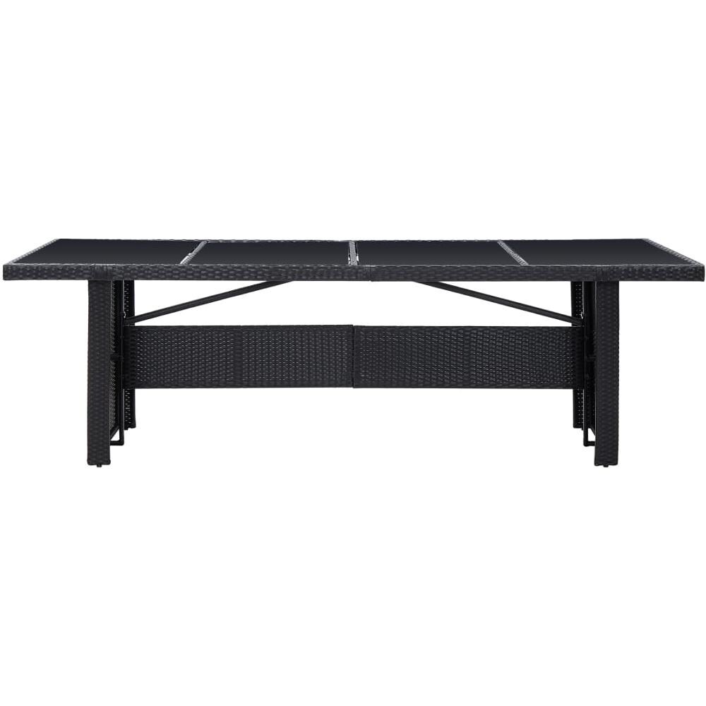 Tavolo da Giardino Nero 240x90x74 cm in Polyrattan e Vetro - Foto 3