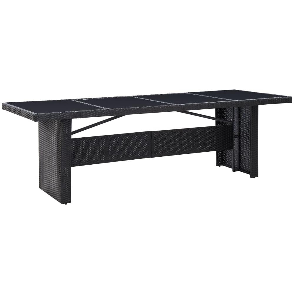 Tavolo da Giardino Nero 240x90x74 cm in Polyrattan e Vetro - Foto 1