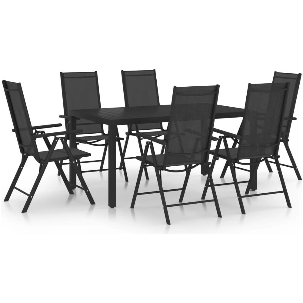 Set Mobili da Pranzo da Giardino 7 pz in Alluminio Nero - Foto 1