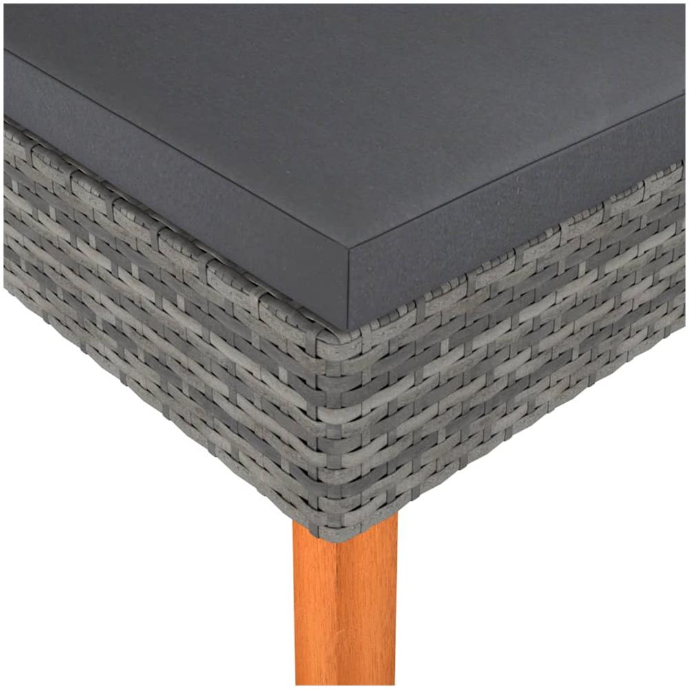 Poggiapiedi In Polyrattan E Legno Massello Di Eucalipto - Foto 2