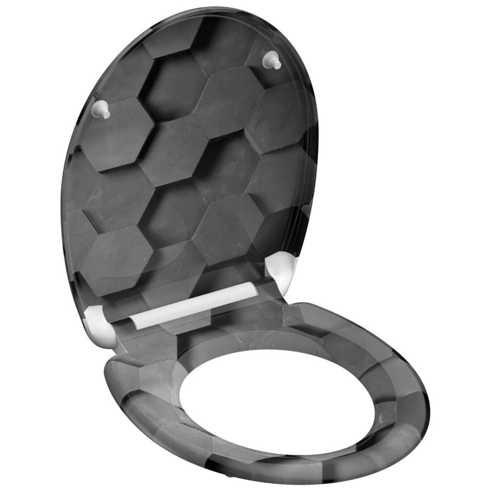 Tavoletta WC Chiusura Rallentata Sgancio Rapido GREY HEXAGONS - Foto 1
