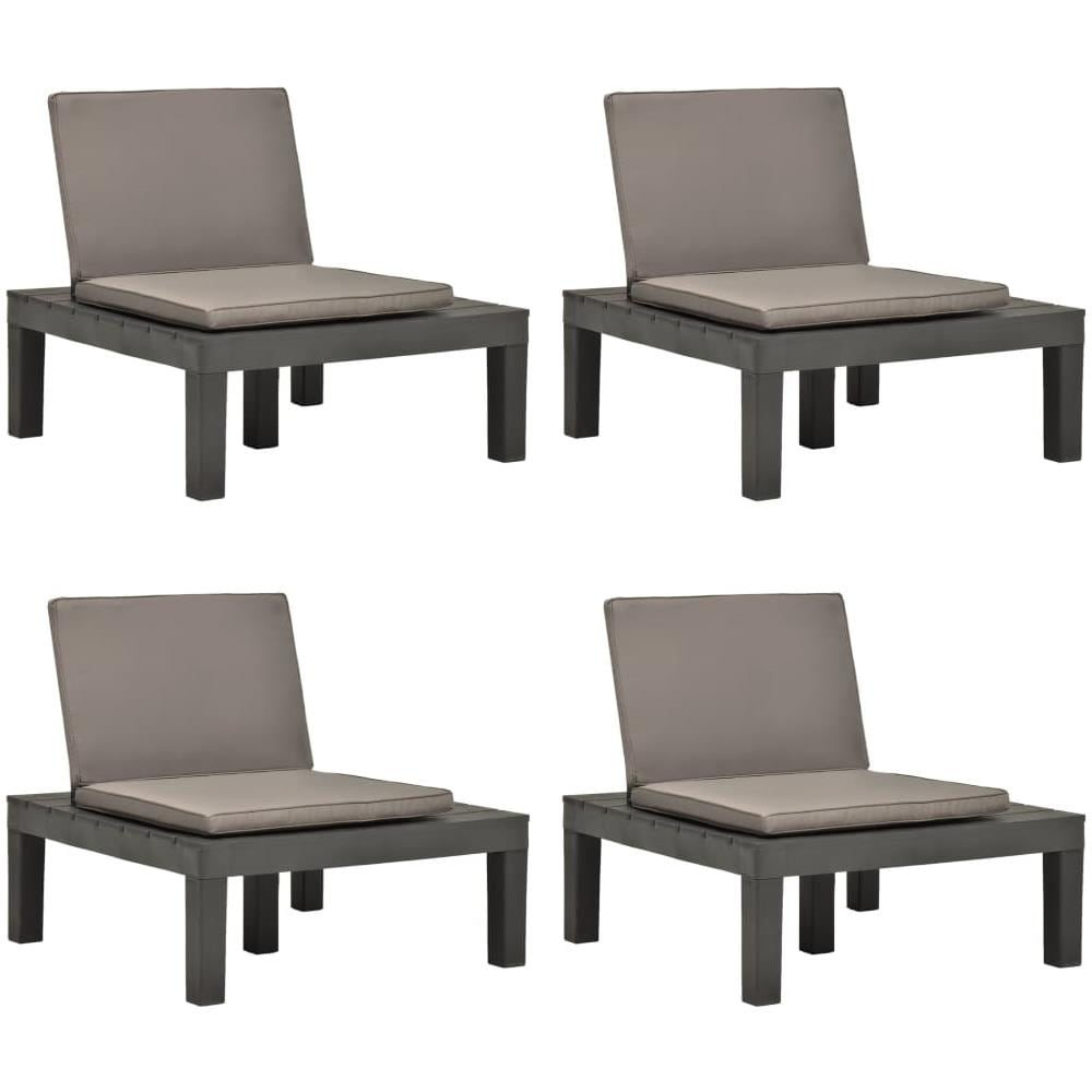 Sedie a Sdraio da Giardino e Cuscini 4 pz in Plastica Antracite - Foto 1